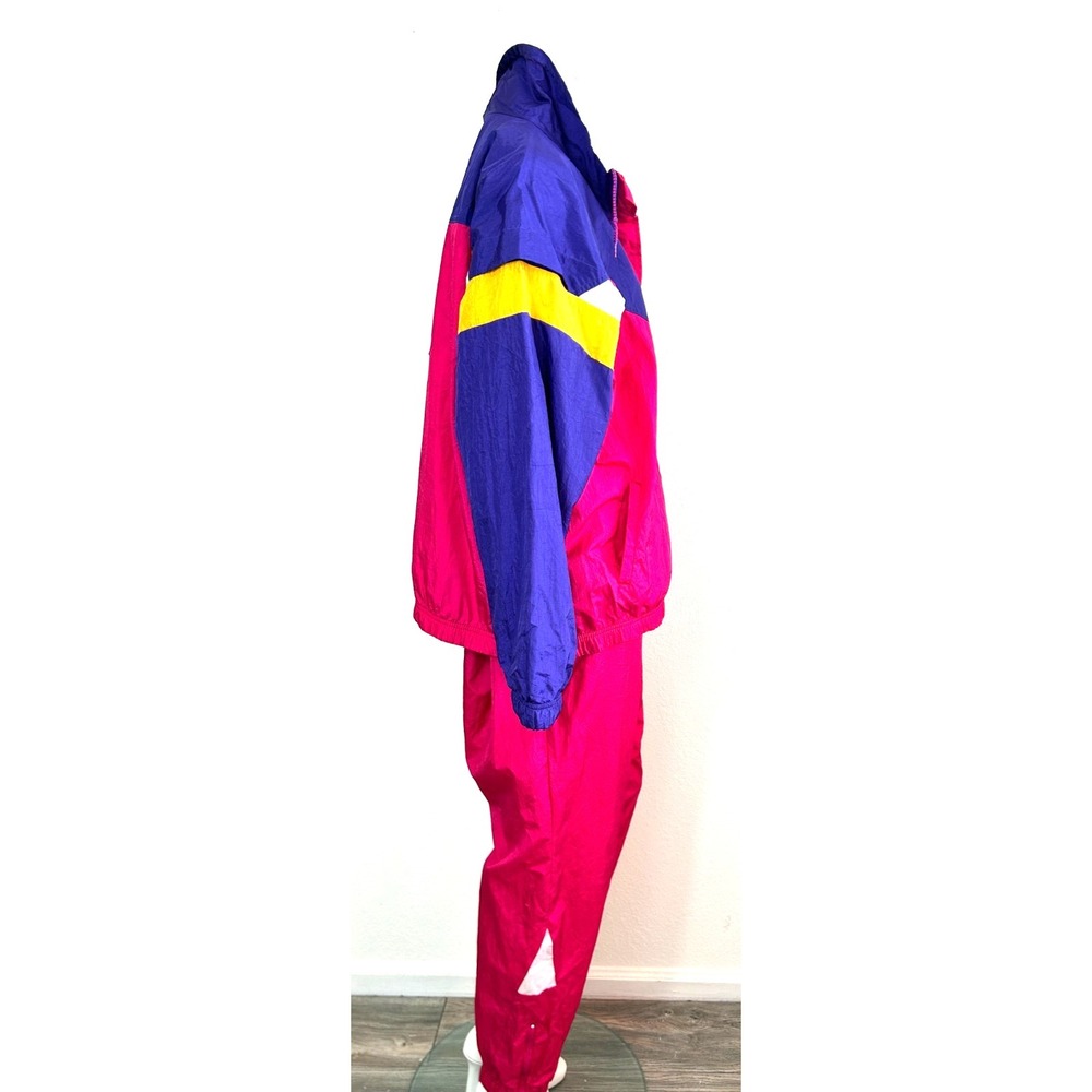 90s Venezia Women's Size XXL Track Suit Set Windbreaker Jacket Pants Pink Lined - Picture 4 of 16